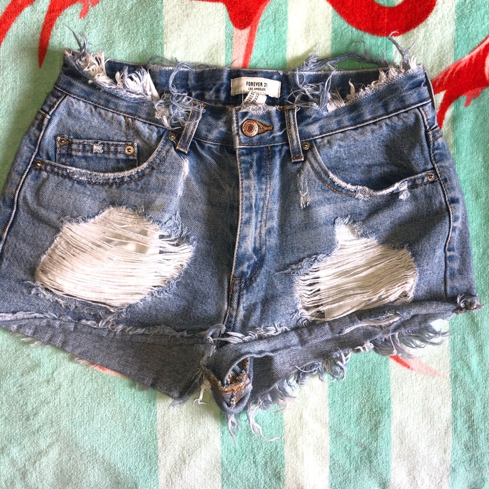 Forever 21 Distressed Jean Shorts